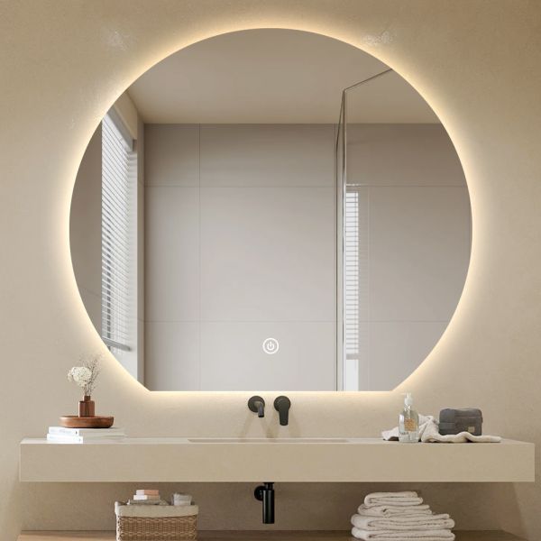 Waterproof Half Circle Backlit Mirror , Modern LED Bathroom Mirror Wall Mounted