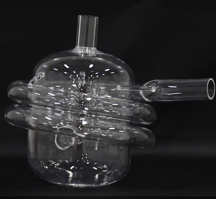 Lab Double Layer Quartz Glass Bottle with Round Bottom Three Neck