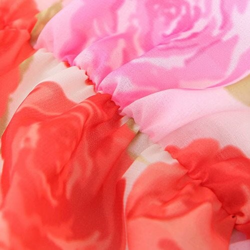 Картина маслом OEM maufactory подняла напечатанное плиссированное v - платье рукава краткости полиэстера шеи