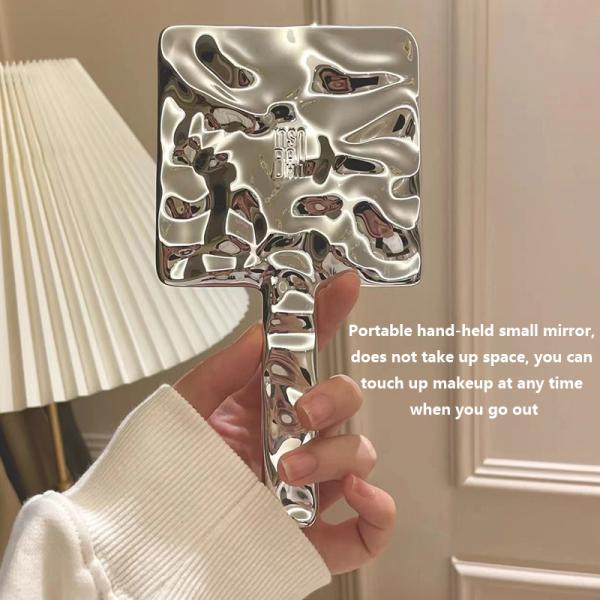 Everyday Customized Handle Hand Mirror Logo Custom Small Glitter Silver Makeup Mirrors