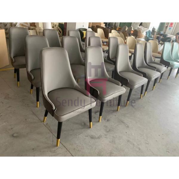 High Glossy Ebony Veneer Backrest with LOGO Hardware Fitting Wood Hotel Dining Chair