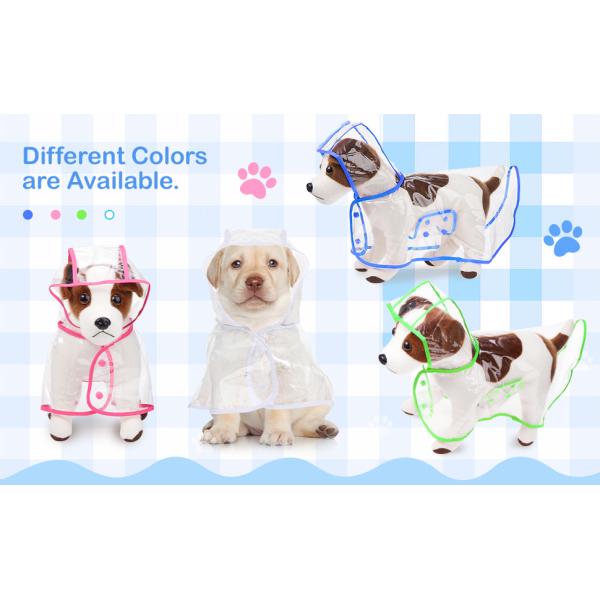 Pet Dog Raincoat Clear Pet Waterproof Clothes Hooded Rain Jacket Puppy Rain Poncho Pet Rainwear for Small Medium