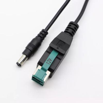 1.5m 2m PVC Black POS Machine Cable 12V Power USB To DC For POS Scanner