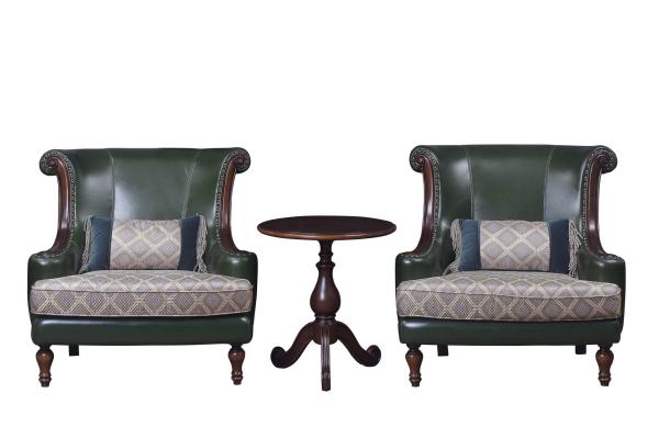 Genuine leather Cow split and Cottom Fabric with High density sponge Classic design Leisure Armchair and Lounge sofa
