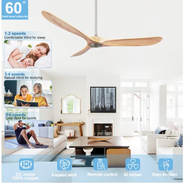 Ventilador de teto de 60 polegadas com controle remoto e vento natural