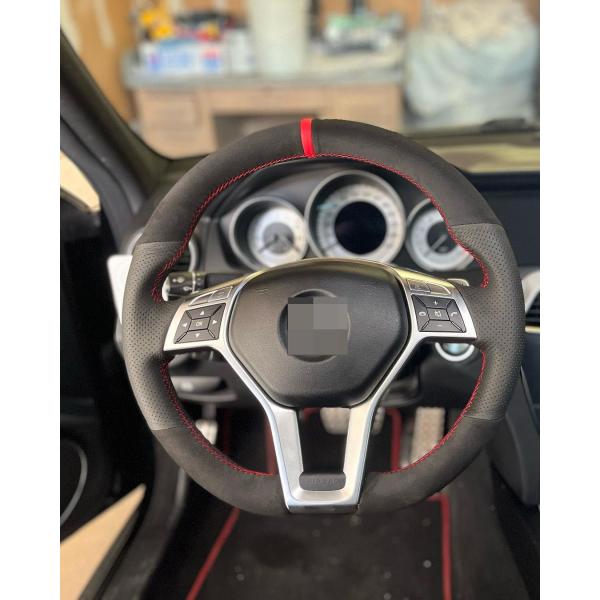 Mercedes Benz C220 C Class E Class E212 E250 E350 A45 AMG W204 W212 C350 Suede Hand Sewing Steering Wheel Cover