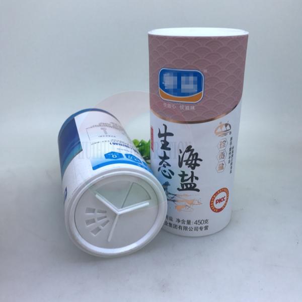 Tarro de embalaje de papel con tubo de papel cilíndrico redondo personalizado por el fabricante, con tapas giratorias y superiores para agitar, para azúcar en polvo y sal.