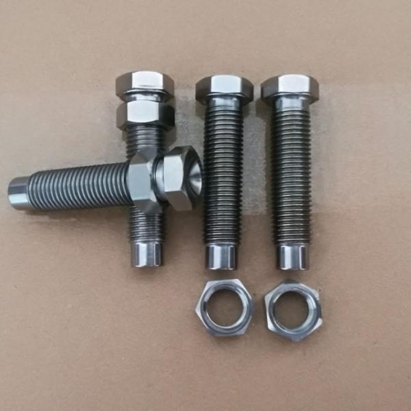 DIN Standard and Titanium Bolt 7/16-20 With 9/16 Hex Nut for 1-1/8 Torsion Stop Natural Finish