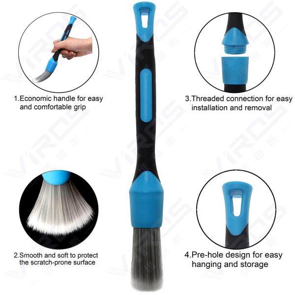 Threaded Vehicle Car Detailing Brush For Auto Interior Cleaning Washing
