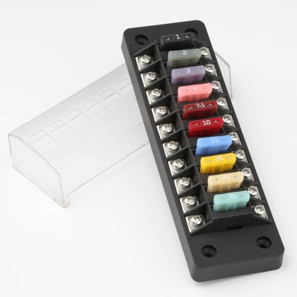 10 Circuit Blade Fuse Box Automotive Auto Boat Marine Fuse Block AMP Fuse Holder