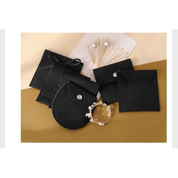 Environmentally Friendly Customized LOGO Black Velvet Bag Jewelry Snap Button Bag Thickened Velvet Ring Jewelry Storage Bag