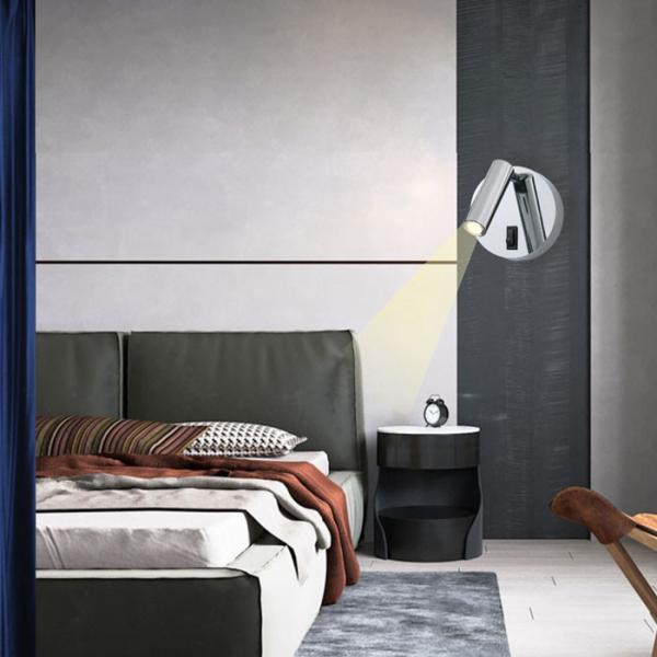 3w Cree Led Wall Light With Adjustable Angle Aluminum Silver Switch 3000k
