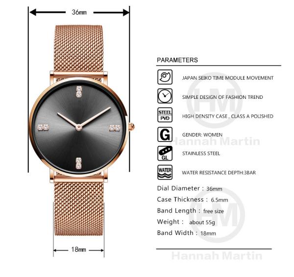 Womens Fashion Watch Rose Gold Stainless Steel Quartz Watch