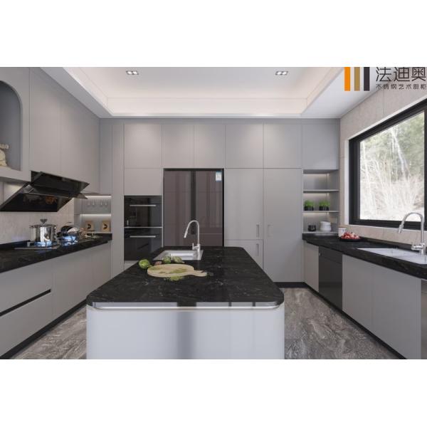 Gabinete de cocina de acero inoxidable gris silencioso de Fadior con isla de la galaxia