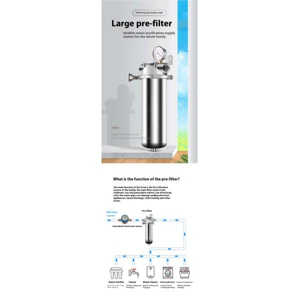 Filtre à eau en acier inoxydable 304 de qualité alimentaire, 40 microns, 10 tonnes, pour toute la maison