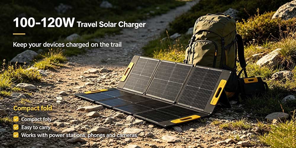 Portable Foldable 100W Solar Charger, 19.4V Monocrystalline Solar Panel for Power Station & Outdoor Gear