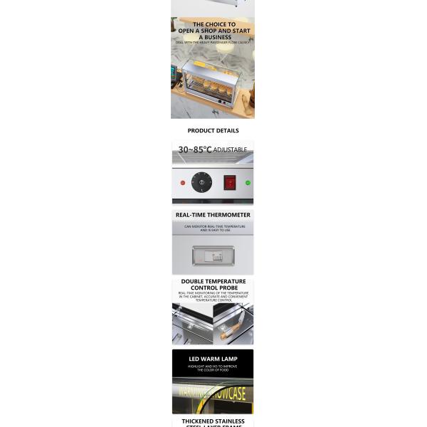 Commercial Restaurant Buffet Use Food Showcase Front Curved Glass Hot Display