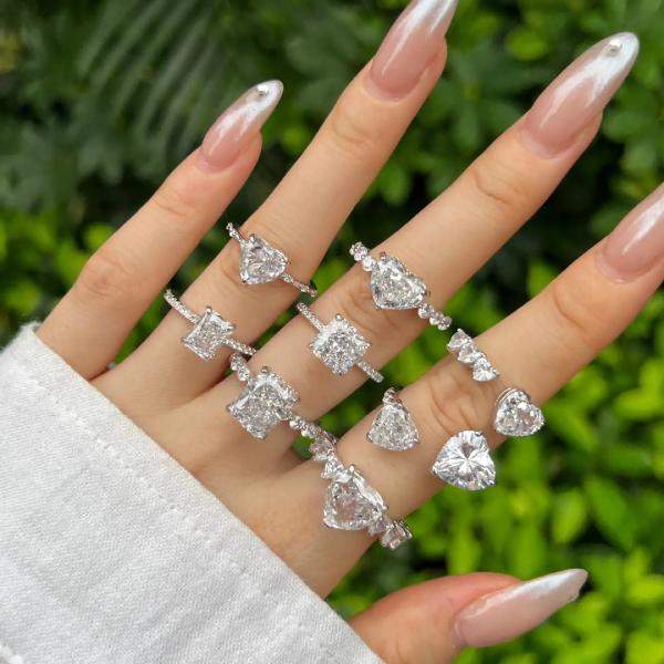 Sparkling Round Clear 925 Sterling Silver Cubic Zirconia Band Ring CZ for Engagement