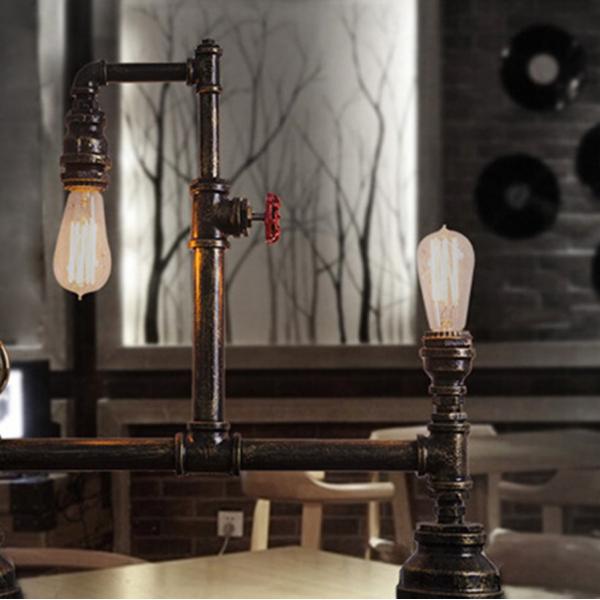 Industrial vintage light black silver copper rustic industrial bedside table lamp(WH-VTB-31)