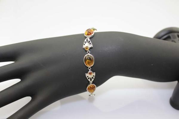Gemstone Jewelry 925 Silver 8x10mm Oval Citrine Link Tennis  Bracelet (SB7001)