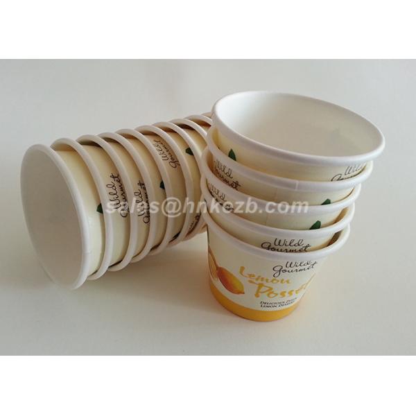 Healthy Disposable Ice Cream Cups , Paper Ice Cream Containers With Plastic Lids