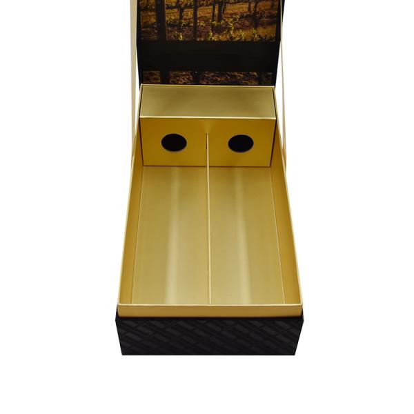 Customize Logo Lid Base Wine Box Packaging For 2 Bottles With UV Coating Matt Lamination