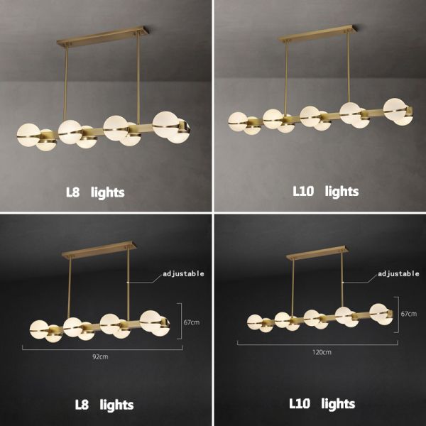 Brass Body Pendant Light with Adjustable Height and 50000 Hours Lifespan for Modern Luxury Chandelier
