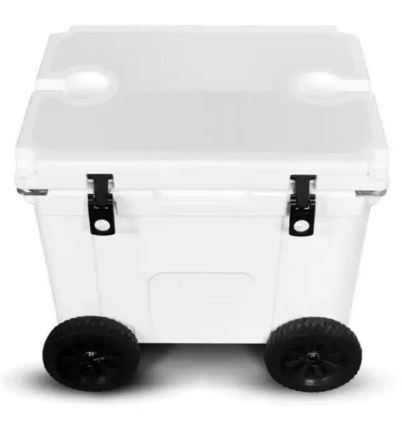 55 Quart  Best Sell Ice Box 4 Wheel Premium Wheeled Cooler Foam Insulation Foldable Backrest Seat Chilly Chest