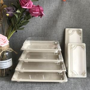 使い捨て食品容器 バガス製パン包装箱 PET蓋付き
