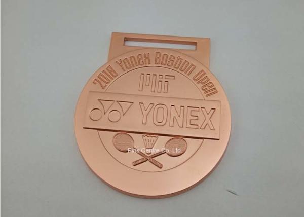 Badminton Awards Die Cast Medals , Customized Misty Plating Sport Karate Ribbon Medals