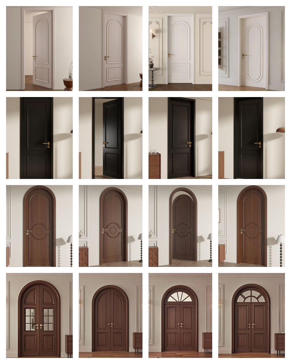 Modern Glass Panel Lacquered Solid Wood Interior Door Swing Style for Hotel and Kitchen Use