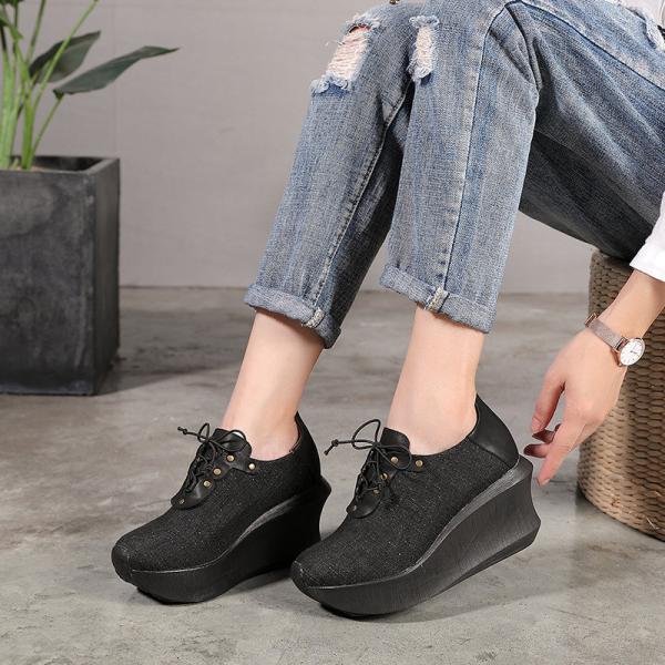 S153 Factory personalized side zipper leather platform high heel sandals ethnic retro handmade first layer leather women