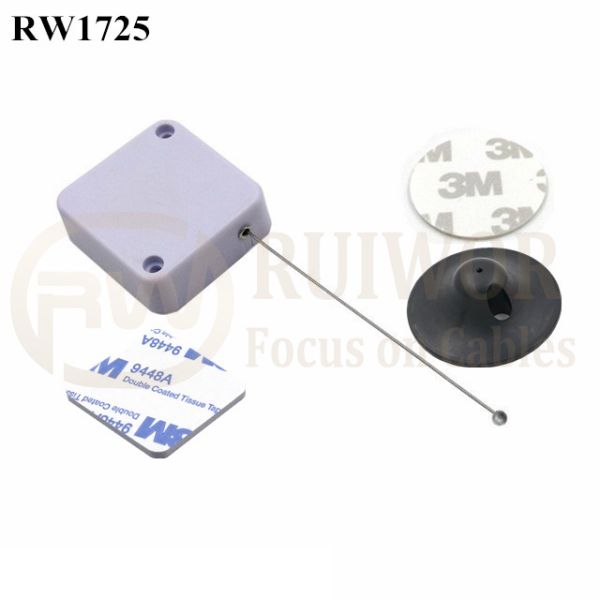 RW1725 Square Security Tether Plus Dia 38mm Circular Adhesive Plastic Plate
