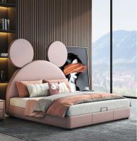 Modern Nordic Childrens Princess Bed Leather Pink Dream Castle Girls Mouse Bed