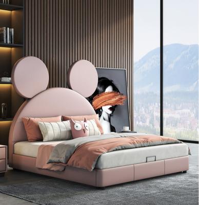 Cama ideal do rato das meninas do castelo da princesa Bed Leather Pink das crianças nórdicas modernas