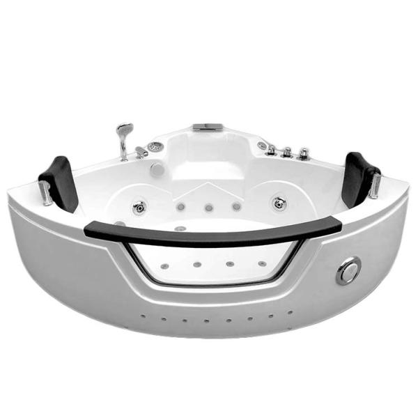Black Corner Whirlpool Massage Bathtub With Glass Bubble Ozone Indoor