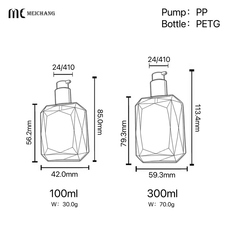 100ml 300ml Custom Pump Bottle Packaging for Sunscreen Repair Body Wash Medical Grade/Leak-Proof/Customizable(MC-433)