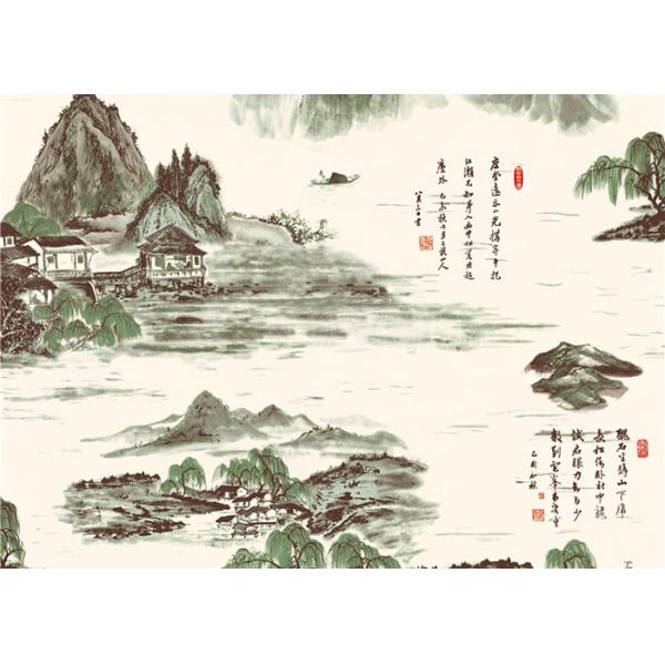 Не наклеенные Стриппабле азиатские воодушевленные обои для предпосылки гостиницы/ТВ