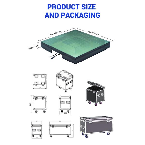 Wireless Stage Lighting Equipments Magnet 3D Mirror Led Dance Floor Portable