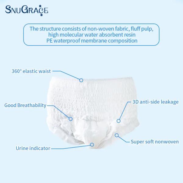 SnuGrace Direct Disposable Adult Diaper with Anti-Leak 3D Leak Prevention Channel