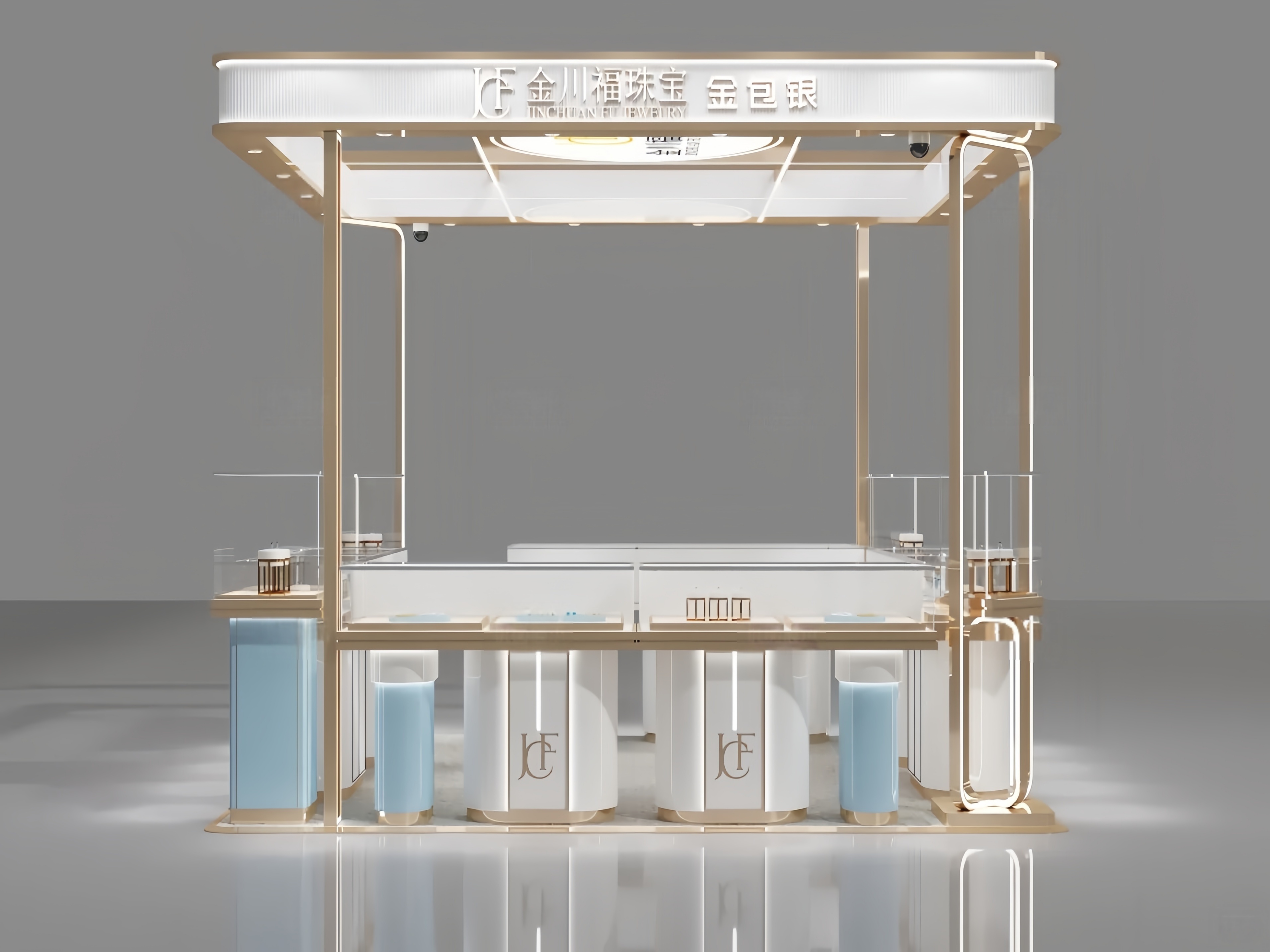 Luxury Jewelry Showroom Display Furniture Glass Counter Custom Design Eco-Friendly LED Lighting