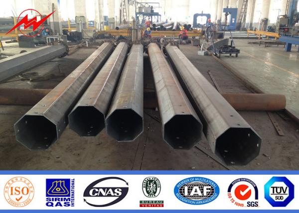 Round Tapered Polygonal Galvanized Steel Pole For Power Line Distribution Project