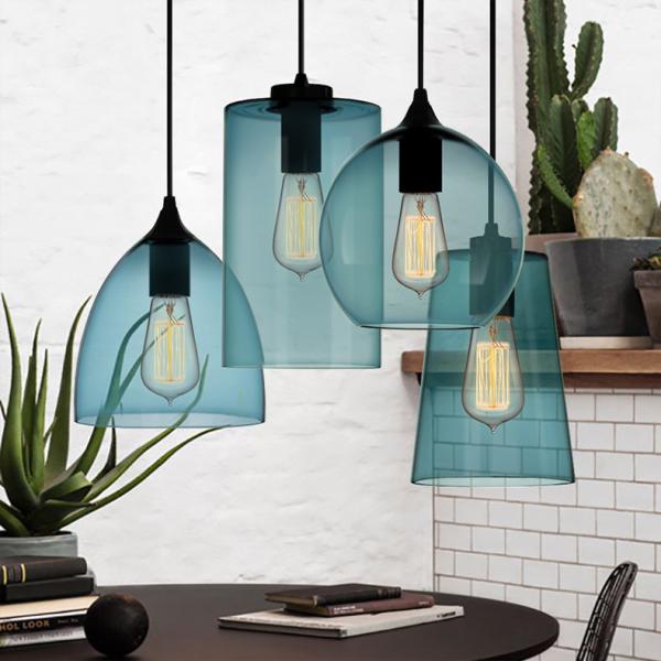 American single head E27 blue glass pendant simple personality Nordic bar light(WH-GP-84)