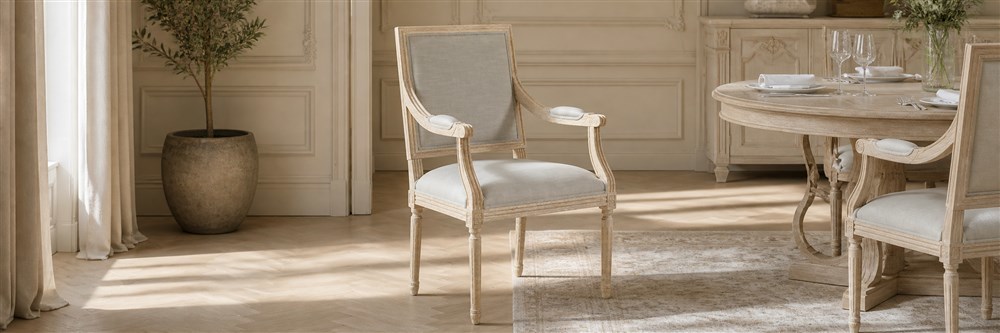 Vintage French Dining Chair with Square Upholstered Back CYC-038