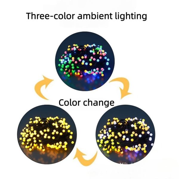 LED Solar String Light With Remote Control Adjustable Brightness for Christmas Decorative