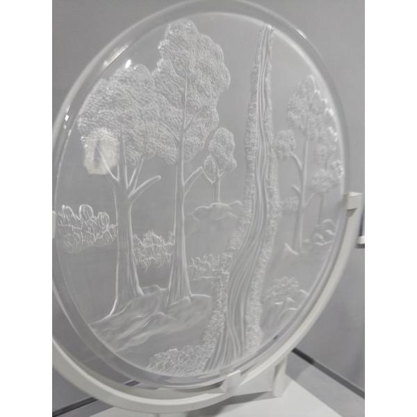 Hotel Office  Clear Green Dewaxing Liuli Sand Carved Glass