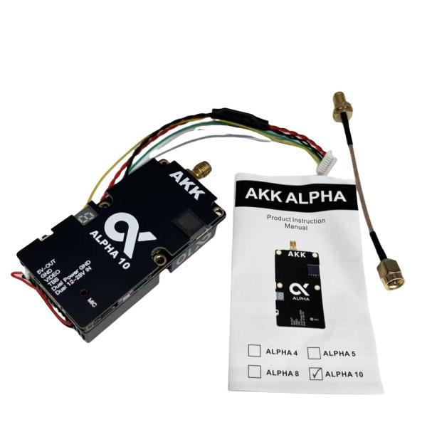 Akk Alpha 10 5.8ghz Fpv Vtx 10w, 80ch Transmisor de video para drones de alta potencia, largo alcance, señal estable para carreras Fpv y sistemas Uav