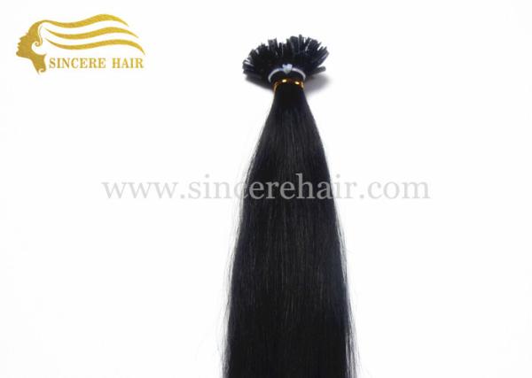 24 Double Drawn Pre Bonded U Tip Hair Extensions 1.2 Gram / Strand In Jet Black #1 for sale