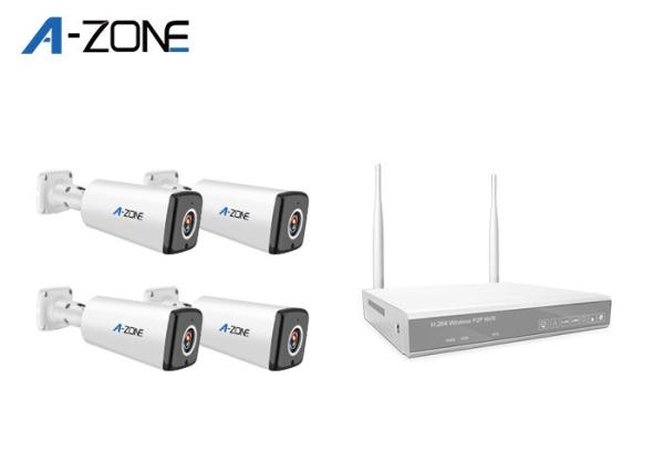 Metal Bullet Wireless CCTV Camera Kit , 4ch Wireless Surveillance Kit With nvr