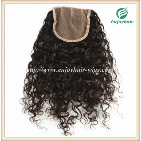 Lace top closure 5''x5'' ,brazilian virgin hair natural color loose curly 10''-24''length